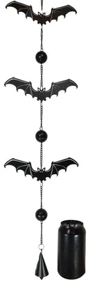 Guardian Of The Night Triple Bats Metal Beaded Wall Hanging Mobile Wind Chime