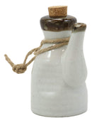 Ebros White And Brown Traditional Chinese or Japanese Calligraphy Shoyu Tenmoku Style Glazed Porcelain Vinegar Soy Sauce Condiment Dispenser Flask 7 oz As Home Kitchen Decorative Restaurant Supply (1)