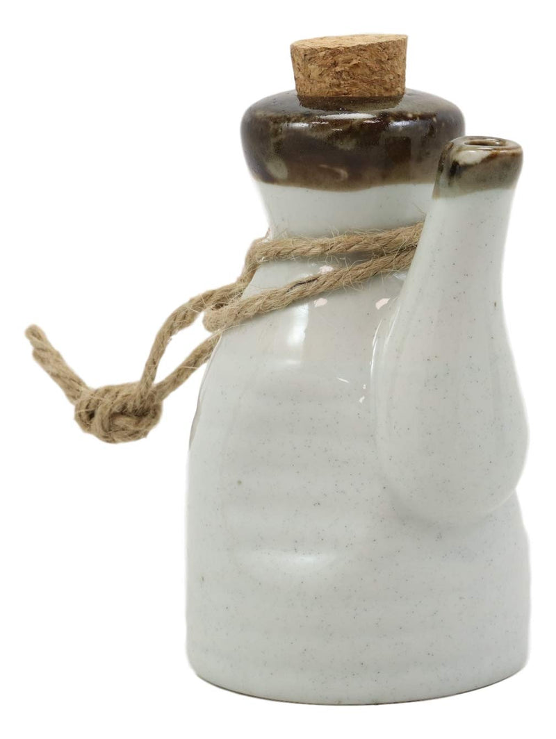 Ebros White And Brown Traditional Chinese or Japanese Calligraphy Shoyu Tenmoku Style Glazed Porcelain Vinegar Soy Sauce Condiment Dispenser Flask 7 oz As Home Kitchen Decorative Restaurant Supply (1)