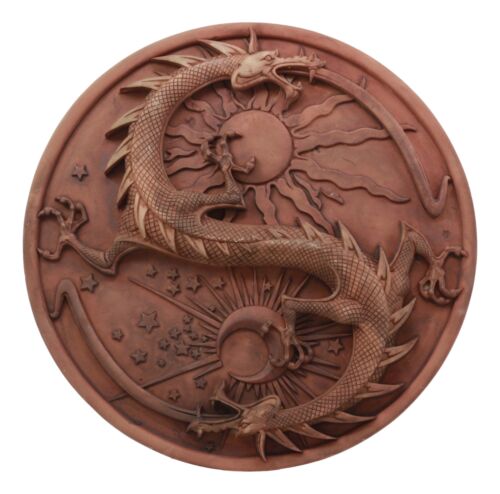 Ebros Maxine Miller Double Dragon Alchemy in Robust Yin Yang Astrology Wall Plaque