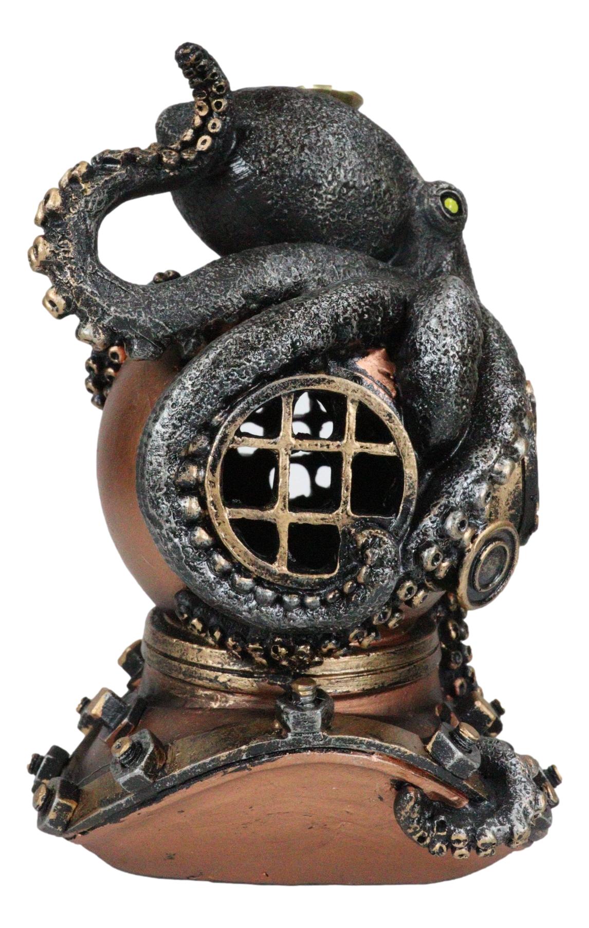 Ocean Marine Octopus Kraken On Steampunk Divers Helmet Incense Cone Burner - Ebros Gift
