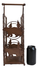 Cast Iron Western Rustic Black Bear Pine Trees Toilet Paper Holder Stand Station