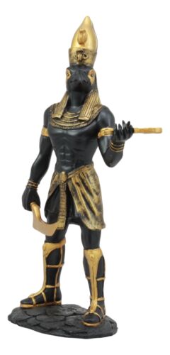 Ancient Egyptian Theme Falcon Horus Ra Holding Ankh Statue God Of War Sky Decor