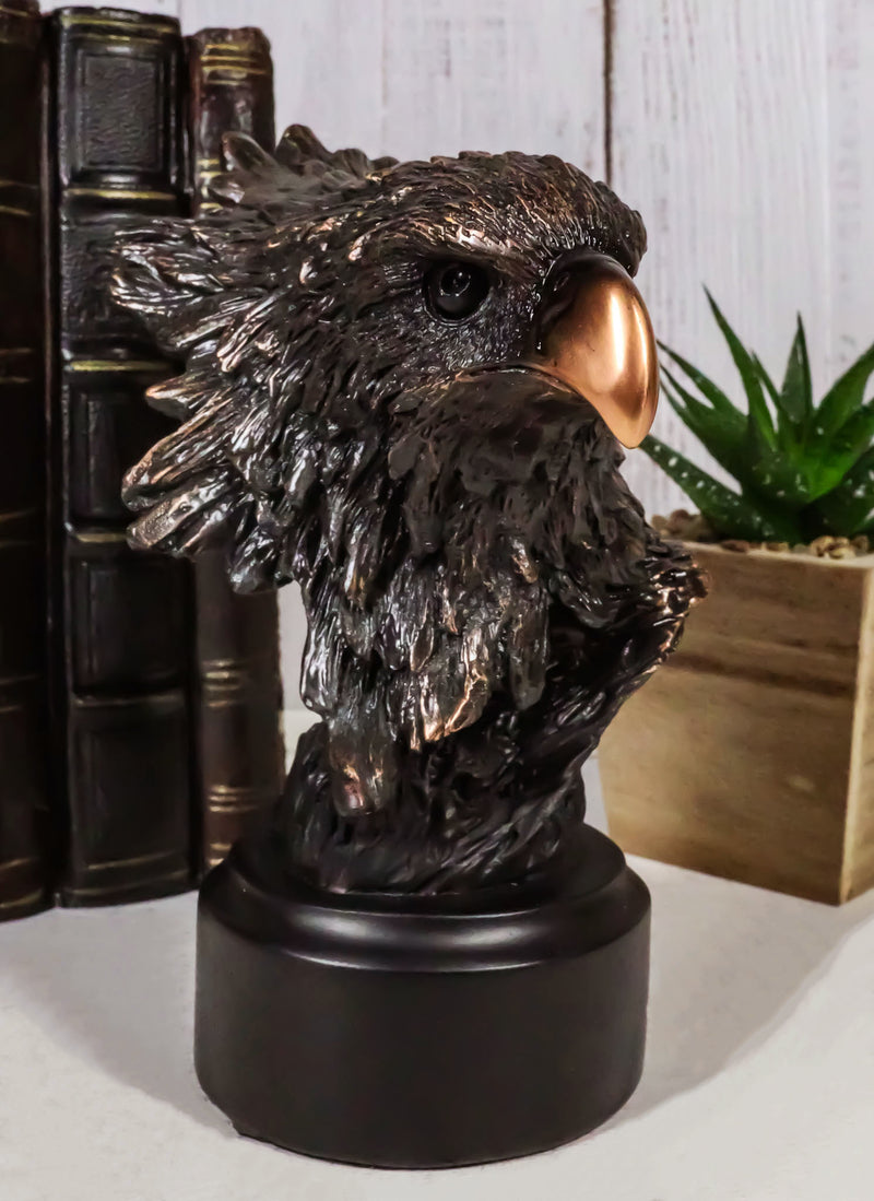 Patriotic American Bald Eagle Bust Bronze Electroplated Resin Figurine With Base