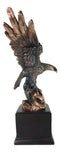 12" High Wings of Glory Heraldic Bald Eagle Landing On Rocks Statue With Base