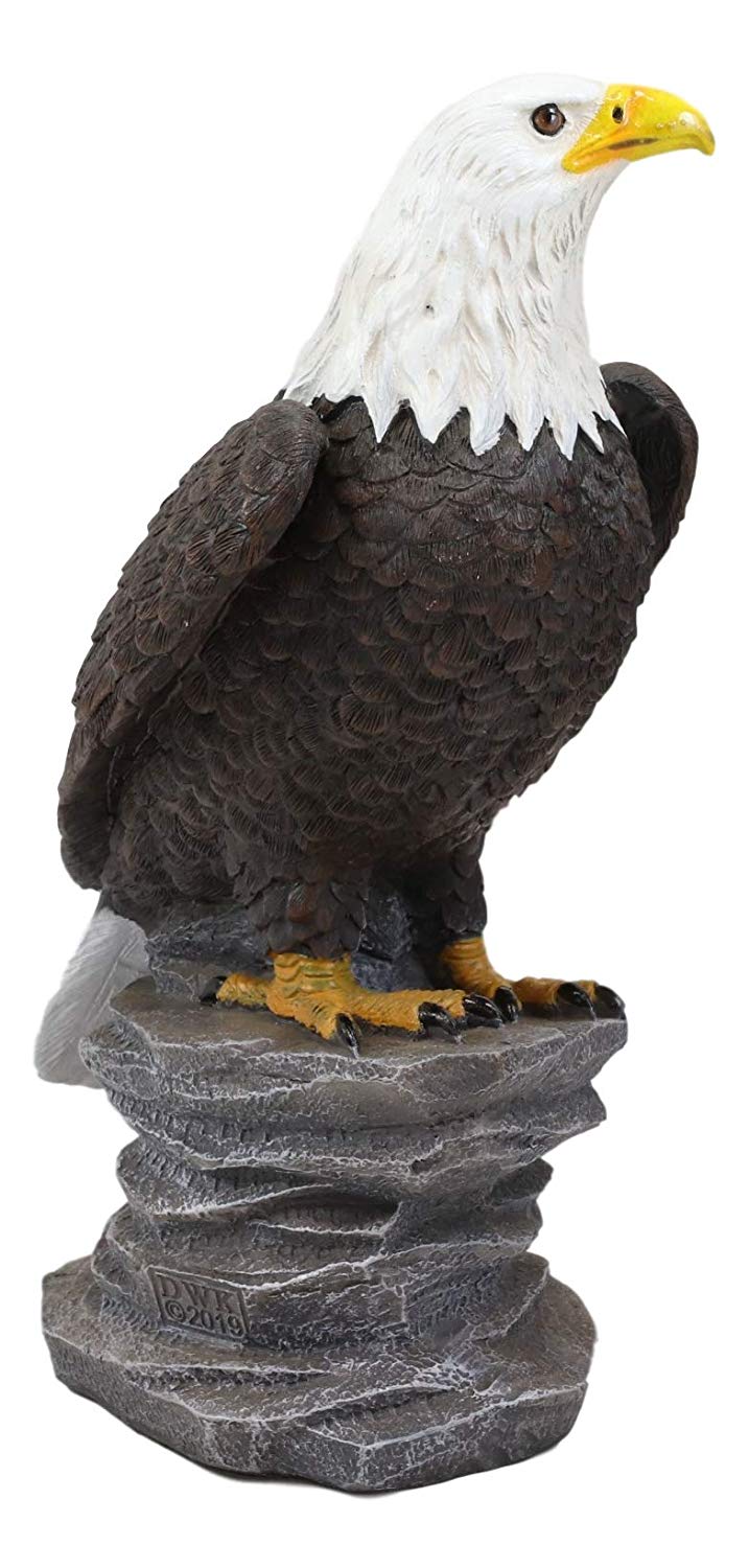 9"H Realistic American Pride Majestic Bald Eagle Perching On Cliff Rock Statue - Ebros Gift