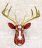 Sweet Rose Red Parade Buck Stag Deer Golden Antlers Scrollwork Wall Decor Plaque
