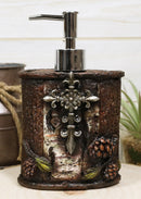 Rustic Southwestern Le Fleur Cross W/ Birch And Pinecones Soap Pump Dispenser