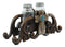 Turquoise Stone Holy Cross with Faux Wood Scroll Vines Salt Pepper Shakers Set