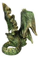 Silent Killer Fantasy Gothic Prowling Green Metallic Dragon Decorative Figurine