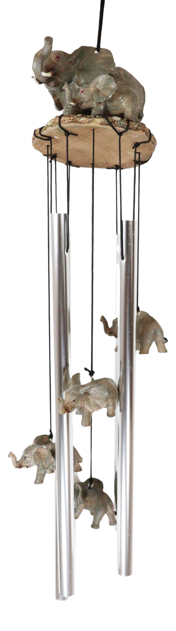 Ebros Gift Pachyderm Elephant Family Striding The Plains Resonant Relaxing Wind Chime Patio Garden Decor Decorative Figurine Noisemaker Elephants Baby Calf Safari Grasslands