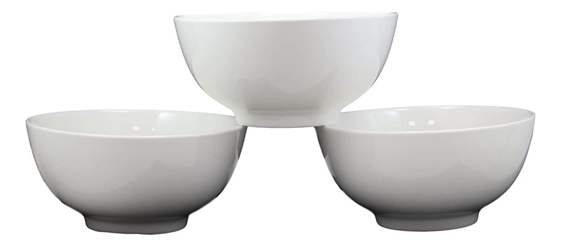 Contemporary White Porcelain Large Ramen Pho Udon Soup Bowls 48oz 8.25"D (Set 3)