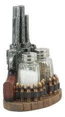 Ebros Western Revolver 6 Shooter Pistols & Bullet Rounds Salt Pepper Shakers Set