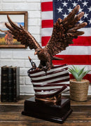 Patriotic Wings of Glory Bald Eagle With Old Faithful American Flag Figurine