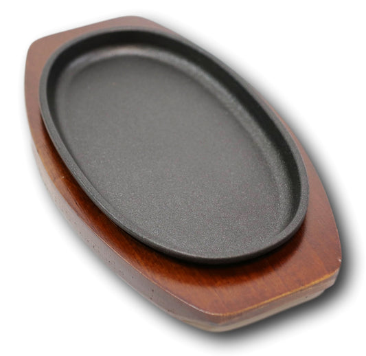Preseasoned Cast Iron Skillet Japanese Steak Plate Pan 8.25" By 5.25" With Base - Ebros Gift