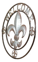 Ebros Oversized 24 Inch Fleur De Lis Welcome Sign Metal Wall Decor Plaque