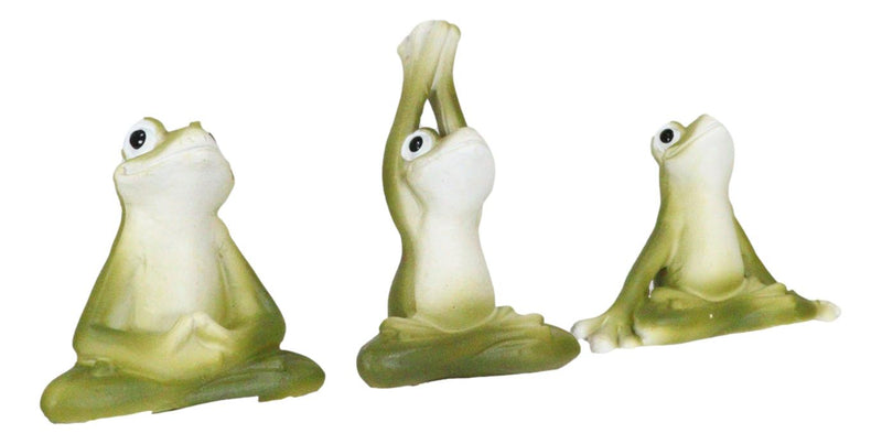 Ebros Zen Garden Inner Peace Yoga Frogs Set of 3 Figurine Collectible