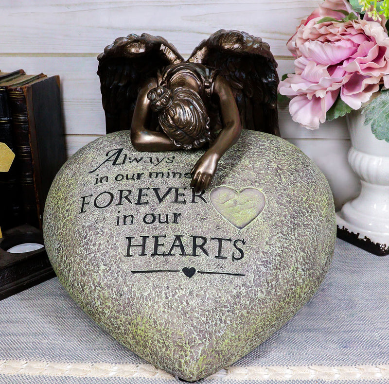 Ebros Guardian Mourning Angel Cremation Urn Forever in Our Hearts 13.25" Tall 200 Cubic Inches Capacity