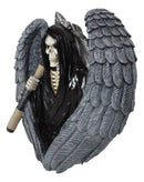 Gothic Grim Reaper Skeleton with Angel Wings Holding Scythe Heart Wall Decor