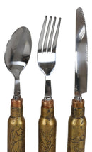 Western Hunter Rifle Ammo Bullet Shell Casing Flatware 4 Spoons Forks Knives Set