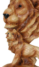 Ebros African Safari Lion Bust Statue 9"H Lion King Pride Rock Faux Wood Resin