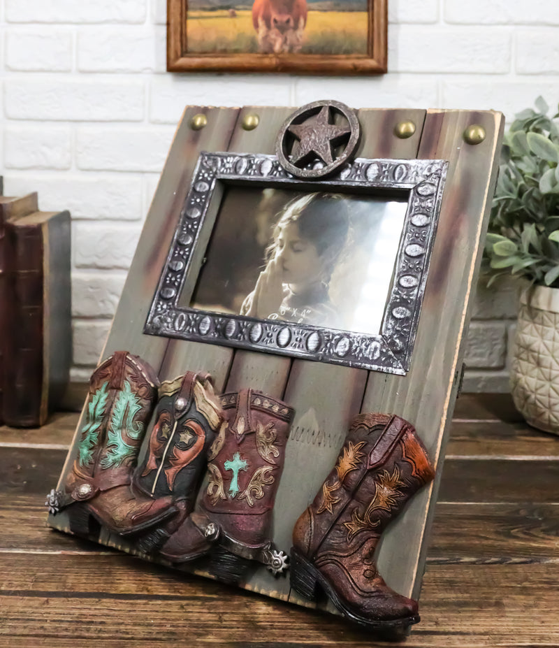 Rustic Western Country Farmhouse Lone Star Cowboy Boots 6X4 Picture Frame