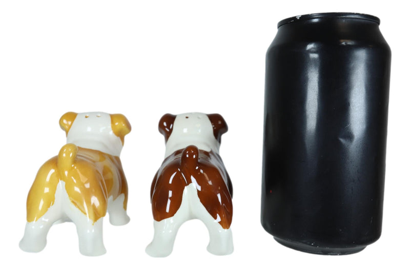 Fawn Chocolate Bulldogs Salt And Pepper Shakers Ceramic Magnetic Figurine Set