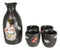 Ebros Gift Japanese Maneki Neko Lucky Charm Cat Glazed Ceramic Black Sake Set Flask With Four Cups Great Asian Living Home Decor and Gift For Housewarming Special Friendship Eastern Decorative Party Set