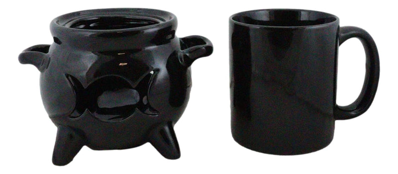 Wicca Triple Moon Cauldron Cup With Candle Holder Mug Warmer Shadow Caster Set