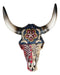 Western Texas Flag Colors Floral Tribal Tattoo Bison Cow Skull Wall Decor Plaque