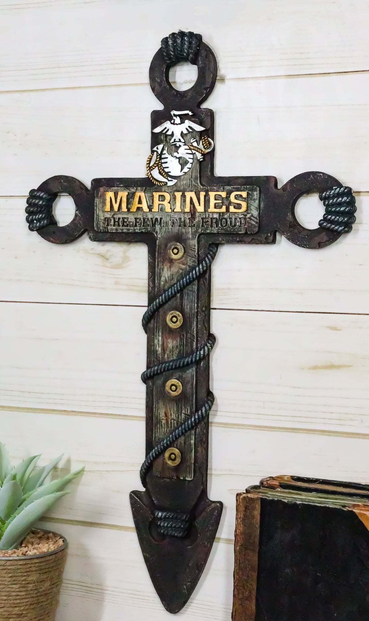 Rustic Western Faux Wooden Nautical Anchor Marines The Few The