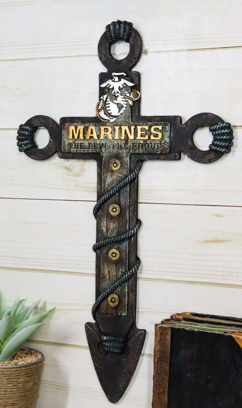 Rustic Western Faux Wooden Nautical Anchor Marines The Few The Proud Wall Cross