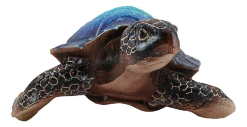Nautical Ocean Blue Hues Giant Sea Turtle Swimming Decorative Figurine Tortoise