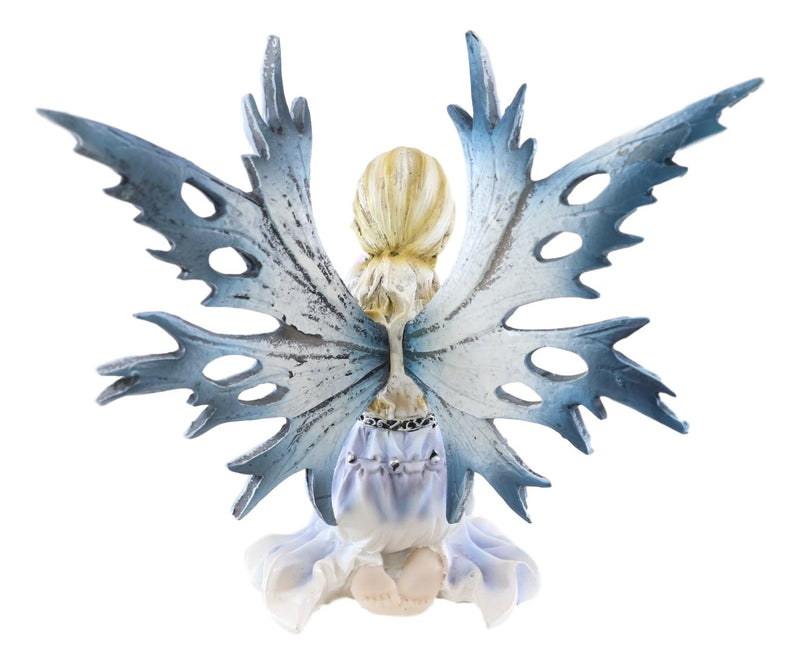 Ebros Frozen Blonde Frost Flake Wings Fairy Holding Spring Flowers Figurine