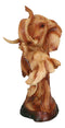 Safari Wildlife Elephant Father And Calf With Trunk Up Bust Faux Wood Figurine
