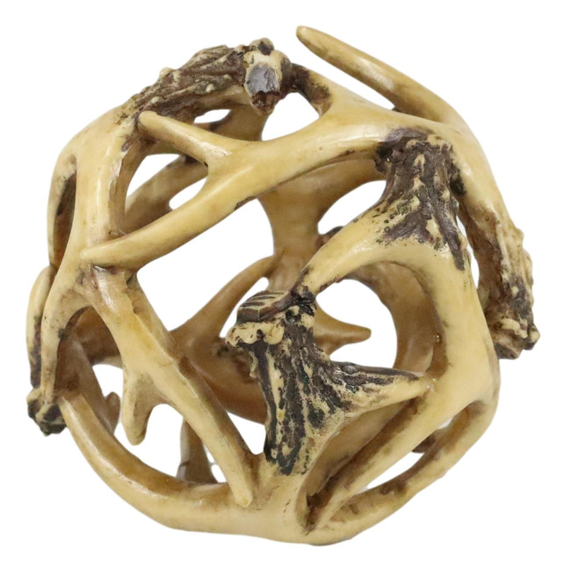 Set Of 3 Rustic Buck Deer Stag Entwined Antlers Orb Potpourri Balls Paperweight