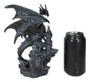 Gargantuan Stone Dragon Guarding Medieval Castle On Mountain Steppes Figurine