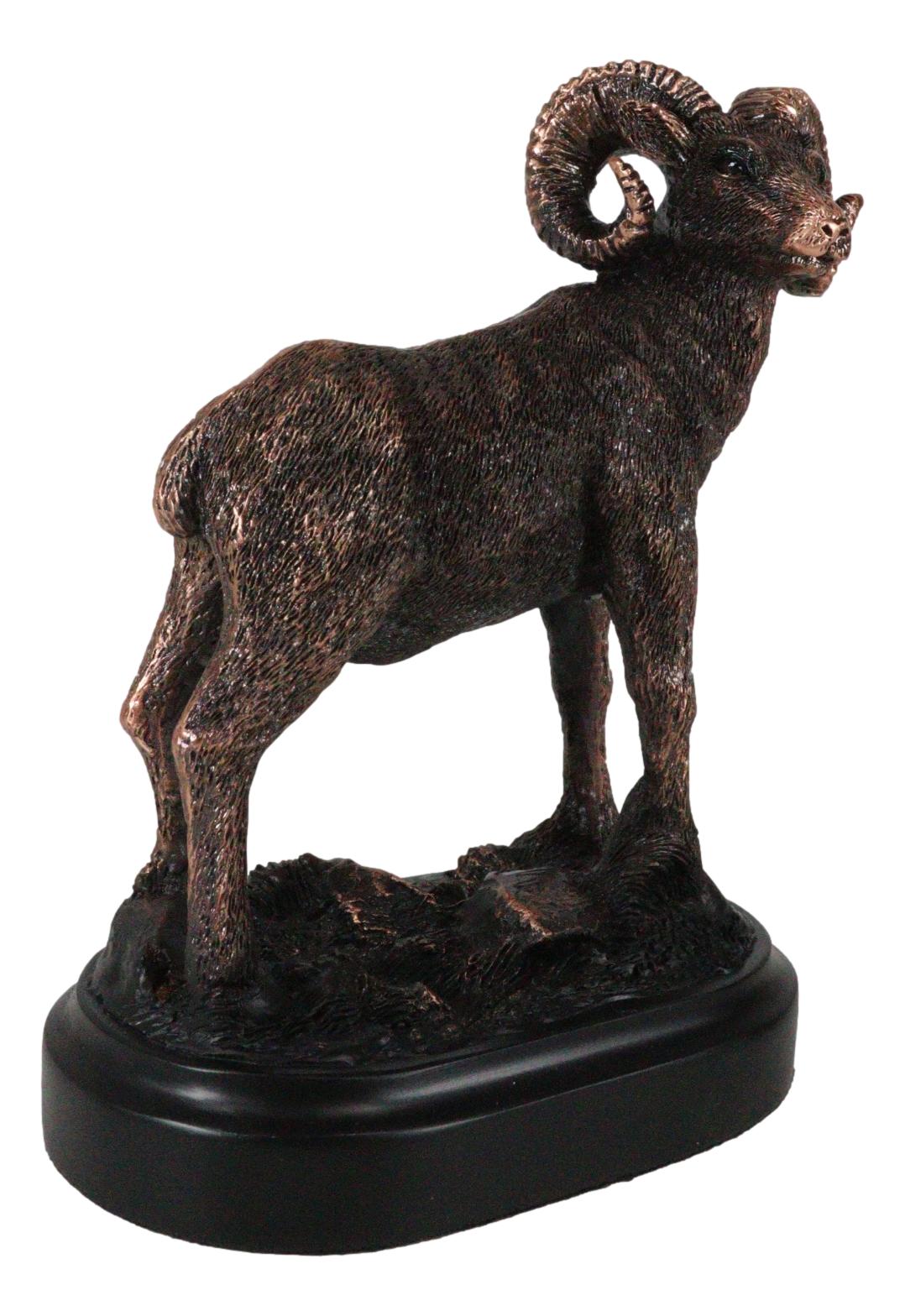 Wildlife Animal Taxidermy Bighorn Sheep Ram On Grassland Figurine With Base