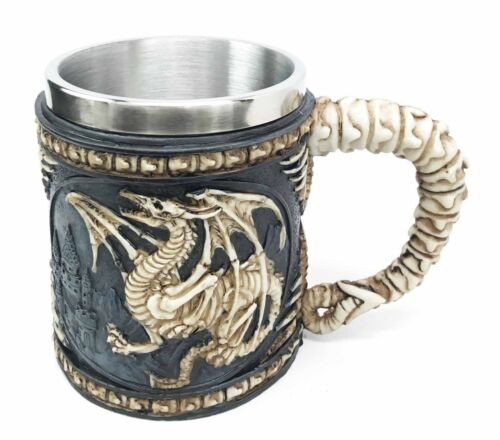 Skeletal Dragon Fossil Skeleton Skulls Ossuary Beer Stein Tankard Coffee Cup Mug