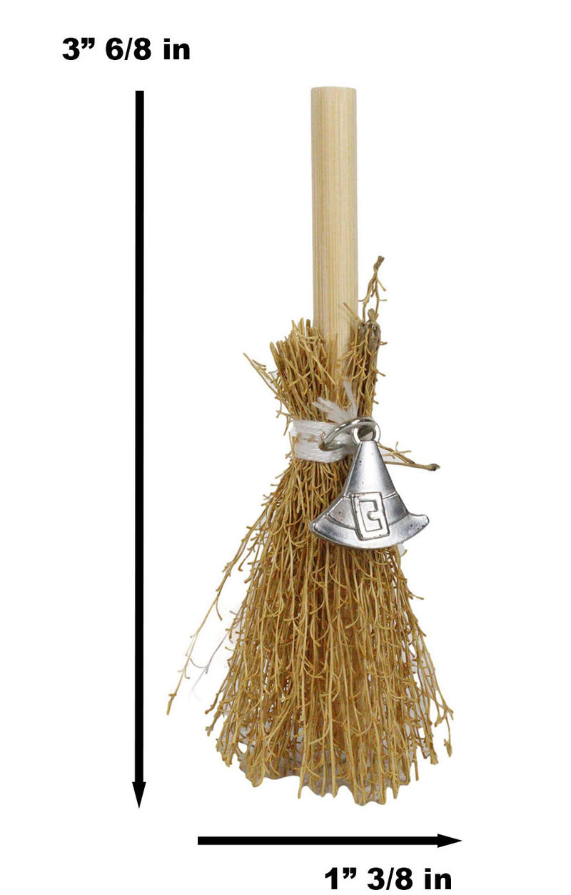 Wicca Witch Broom Magick Broomstick With Sorcerer Magic Hat Pendant Lucky Charm