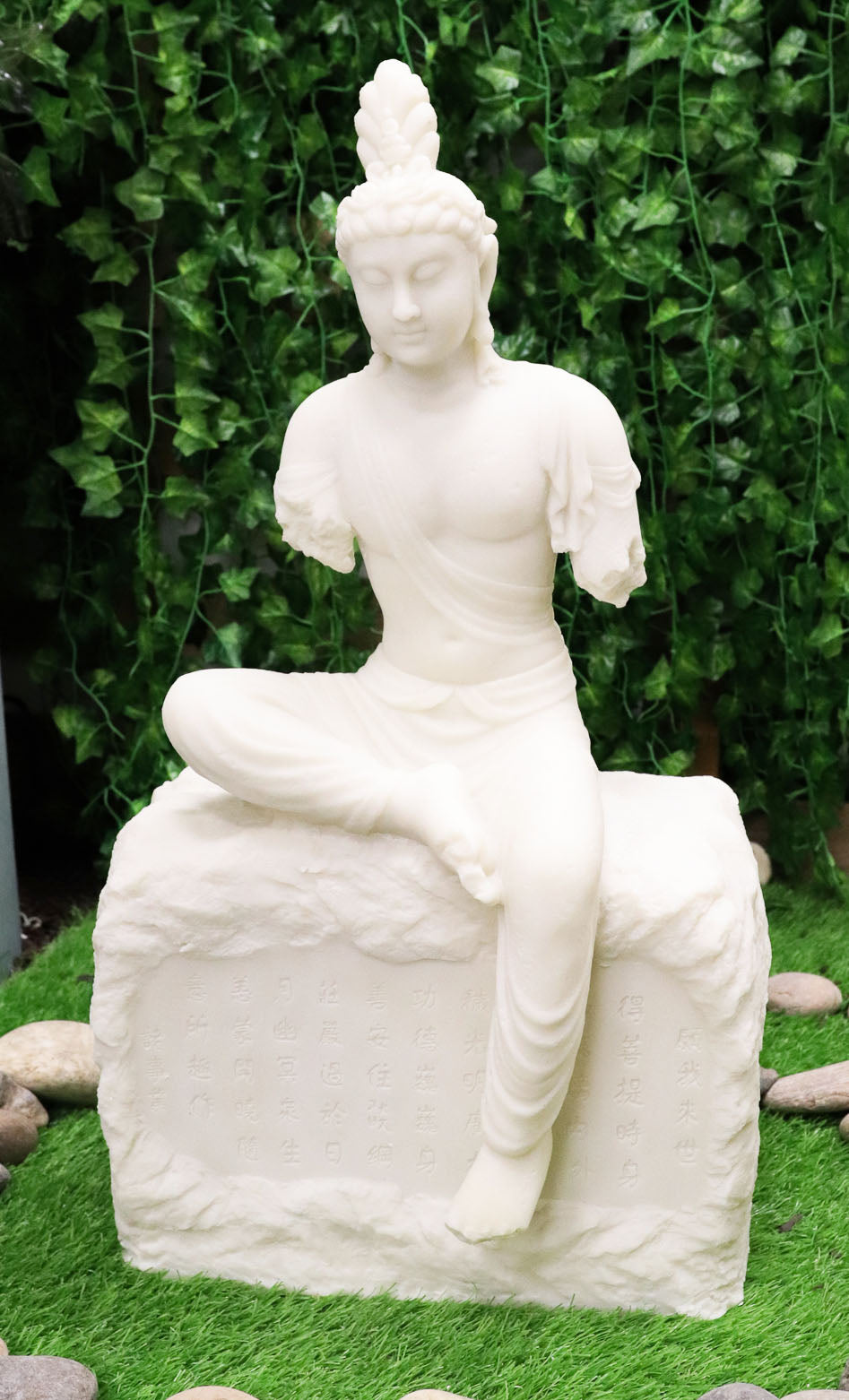 Ebros 24"H Large Armless Goddess of Compassion Kuan Yin Sitting On Mantra Rock Statue - Ebros Gift