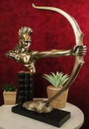 19" Tall Sioux Indian Warrior With Bow and Arrow Short-Bow Archer Aiming Statue