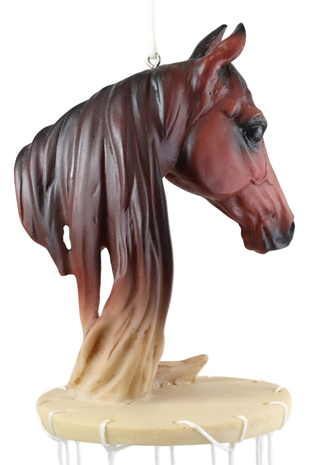 Ebros Western Rustic Chestnut Horse Head Bust With Long Mane Wind Chime Resin Decor - Ebros Gift