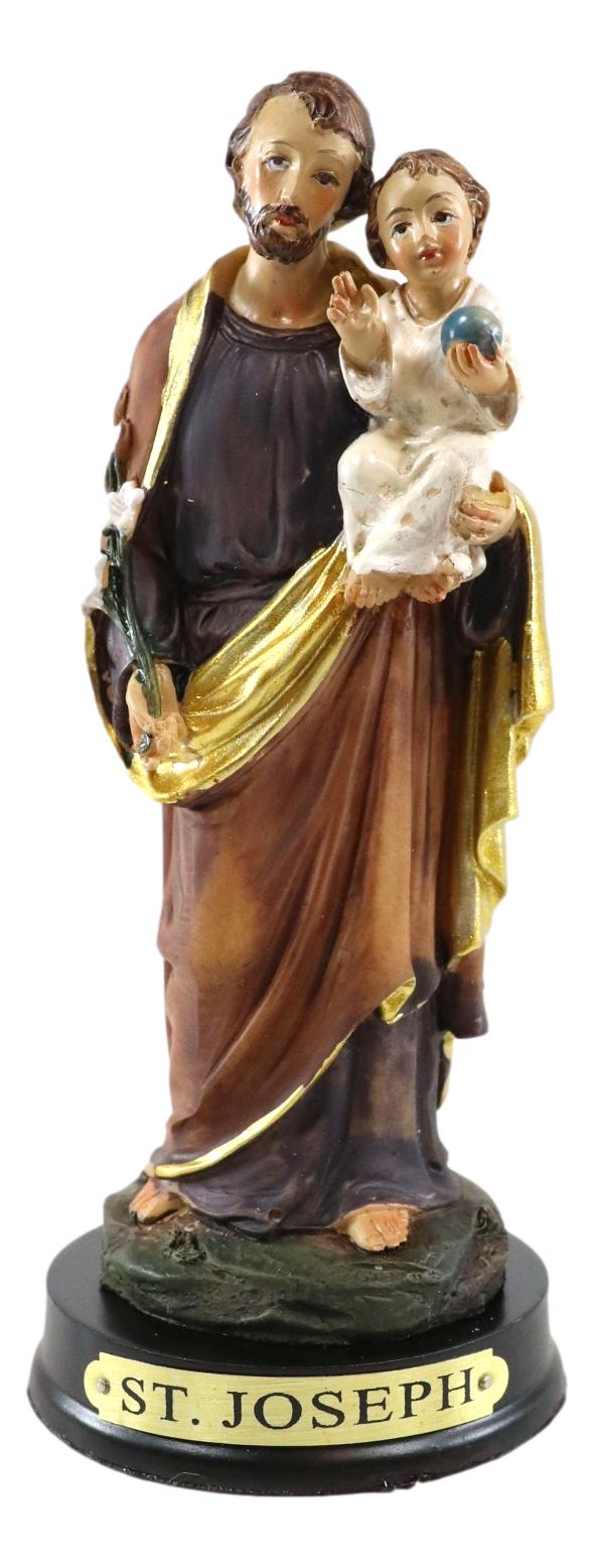 Ebros Catholic Divinity Saint Joseph Carrying Baby Jesus Figurine 5"H Holy Family