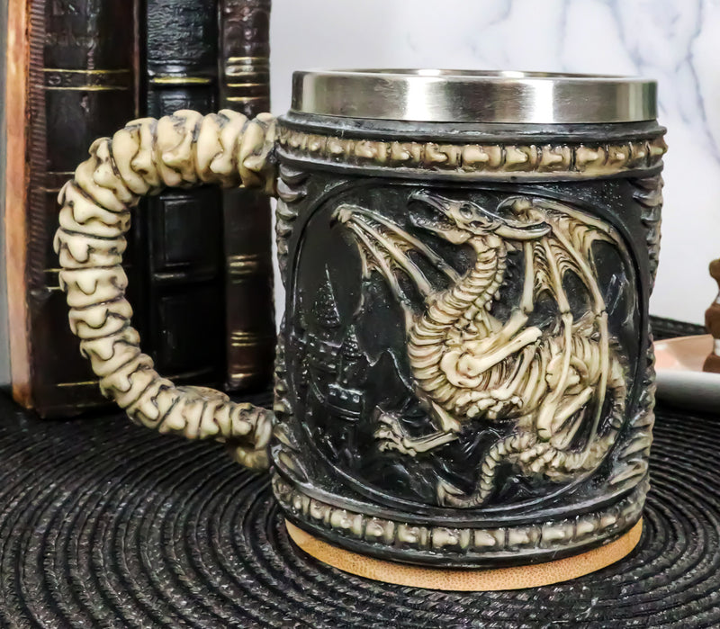 Skeletal Dragon Fossil Skeleton Skulls Ossuary Beer Stein Tankard Coffee Cup Mug