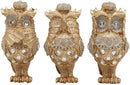 Ebros Golden See Hear Speak No Evil 3 Wise Owls with Royal Crowns and Crystals Figurine Decor Set Wisdom of The Woods Wise Great Horned Owls Collectible Statues