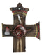 Rustic Fire Fighter Tools Fireman Axe Helmet Water Hose Faux Wood Wall Cross