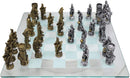 Ebros Silver and Gold King Arthur Merlin Dragons Chess Pieces with Board Set