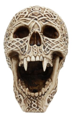Ebros Celtic Knotwork Bloodlust Vampire Skull Ashtray Statue 7.5"L Blood Sucking Dracula Skeleton Cranium Figurine