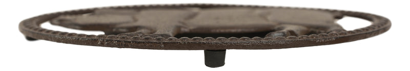 Cast Iron Rustic Swine Bacon Pig Cutout With Raised Studs Border Metal Trivet